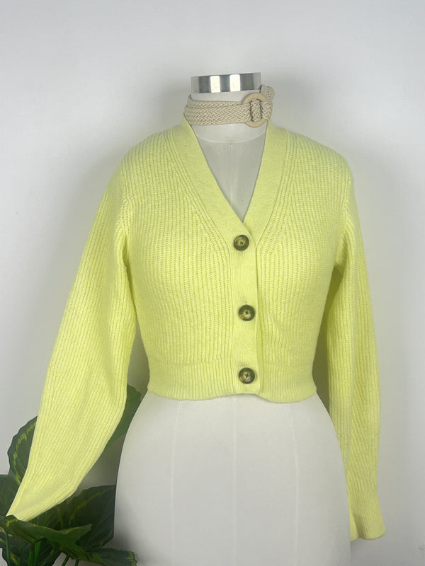 Simplicity Buttoned Yellow Cardigan