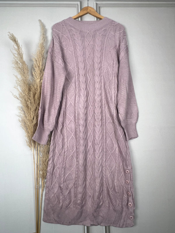 Retro Pink Oversize Woollen Dress