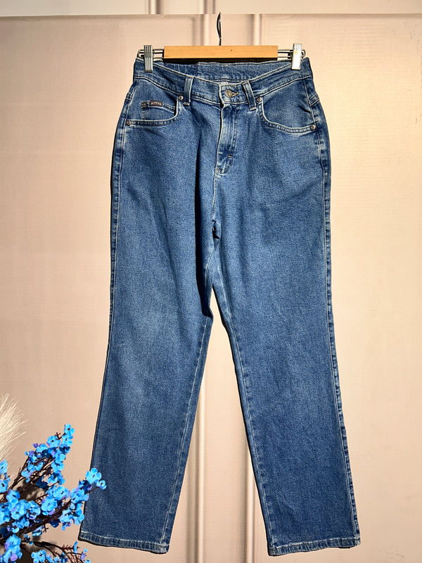 Mid-Waist Blue Straight-Fit Jeans