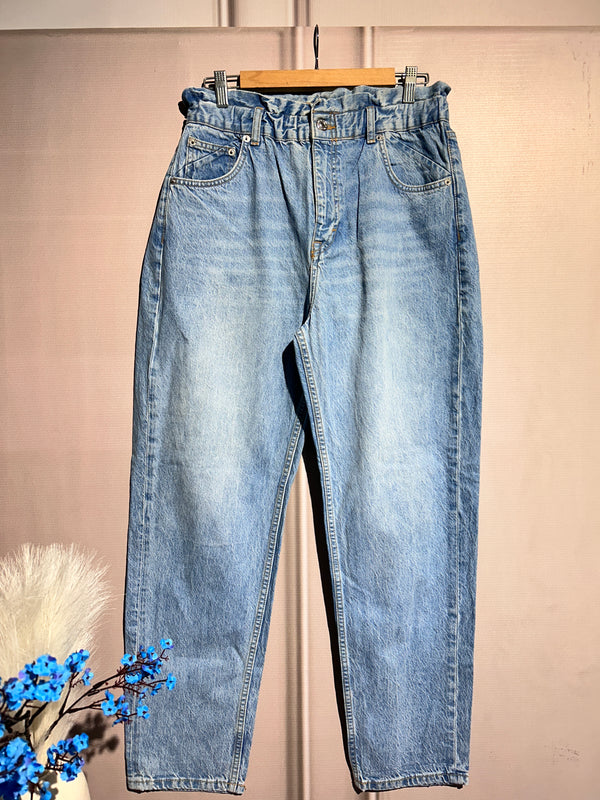 High-Waist Shaded Blue Mom-Fit Jeans