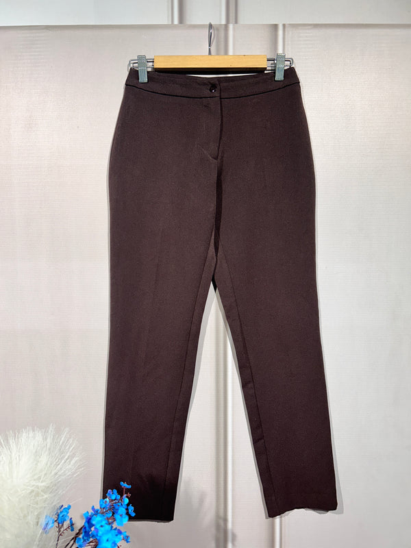 Brown Mid-Waist Mom-Fit Pants