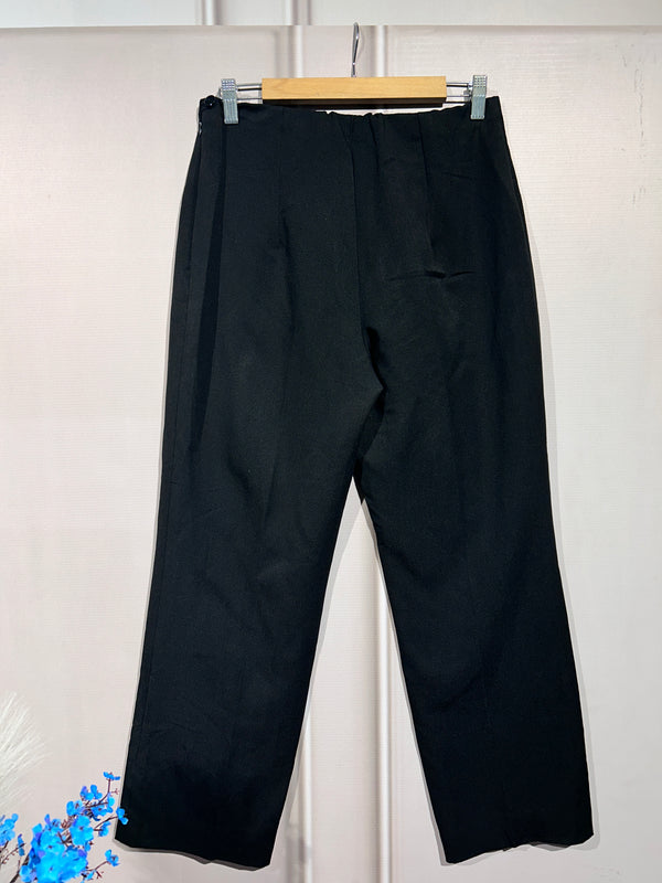 Black High-Waist Straight-Fit Pants