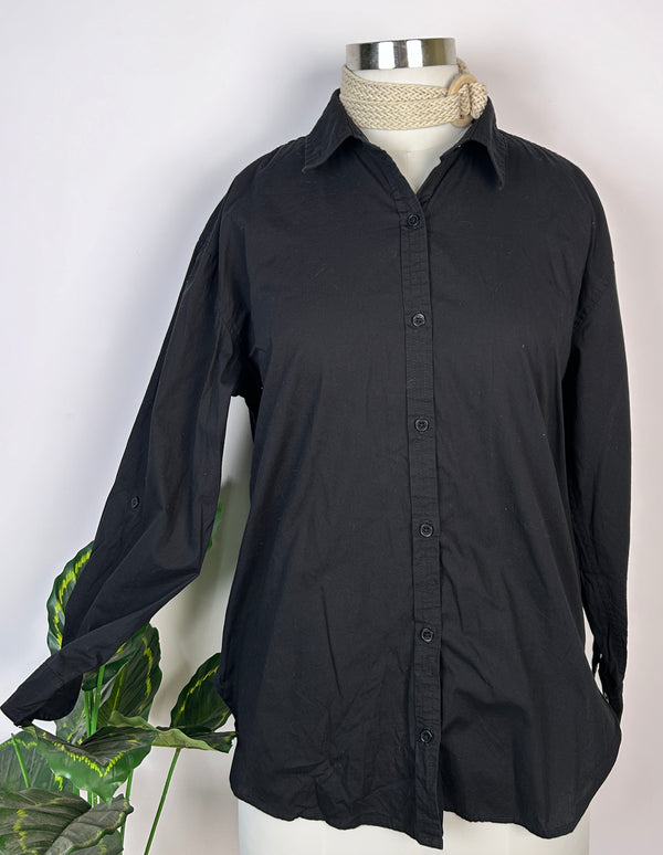 Simplicity Solid Black Formal Shirt