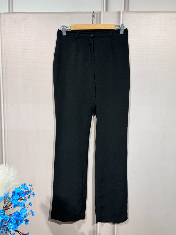 Black High-Waist Straight-Fit Pants