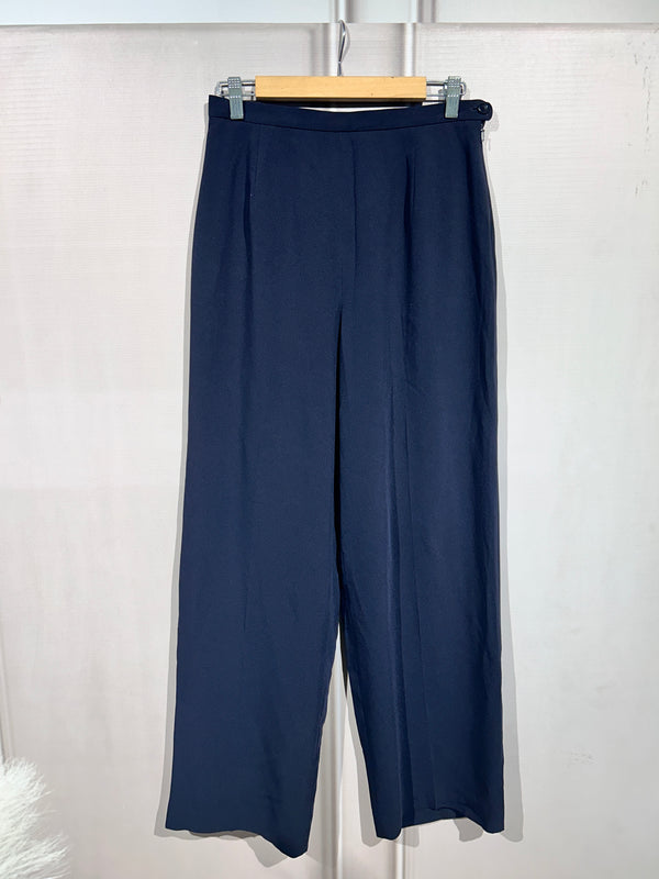 Blue High-Waist Straight-Fit Pants