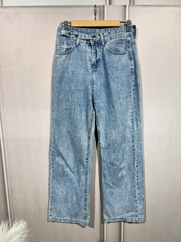 High-Waist Blue Wide-Leg Jeans