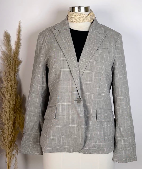 Vintage Checked Gray Blazer