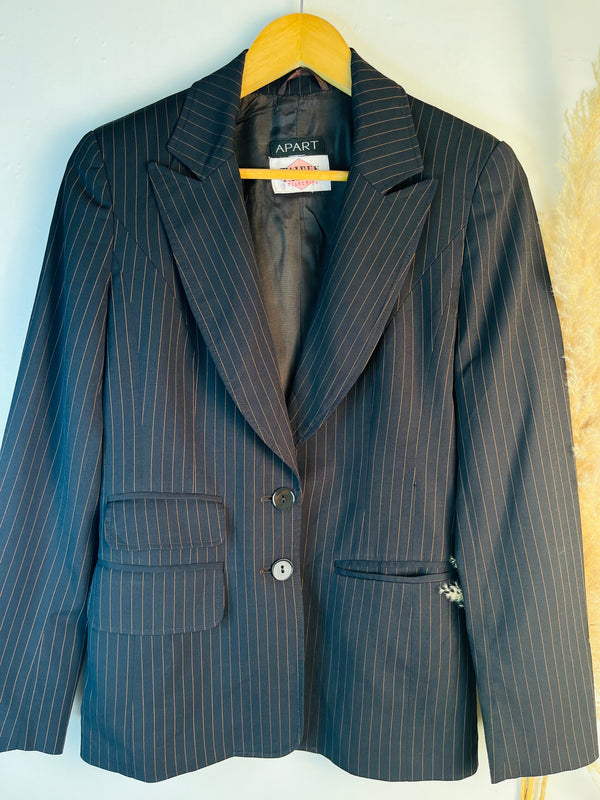 Classic Pocket Striped Black Blazer