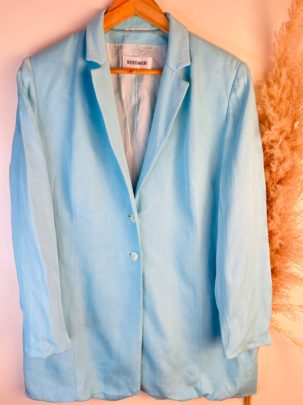 Regular Buttoned Solid Blue Blazer