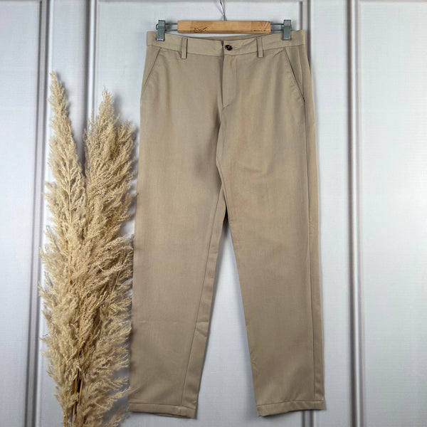 High-Waist Beige Tapered Pants