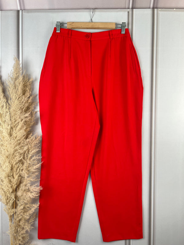 High-Waist Red Tapered Pants