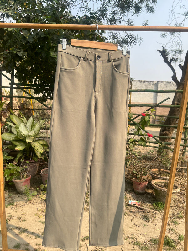 High-Waist Sage Green Corduroy Flared Pants