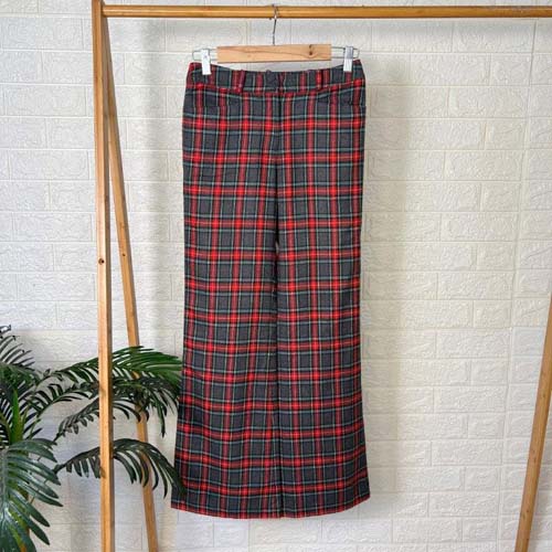 Retro High Waist Checked Flared Pants